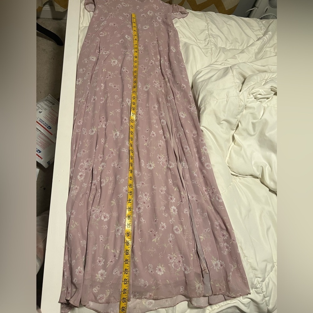 Birdy Grey Size Small Formal Floral Maxi Dress Chiffon Side Slit Spaghetti Strap - Picture 11 of 11